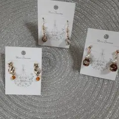 ハンドメイド ピアス3点セット