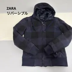 ZARA ザラ メンズ リバーシブル パーカー ナイロンジャンパー ネイビー