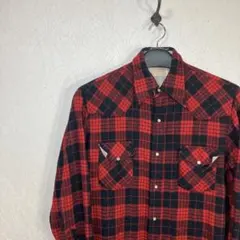 70s MERVYN'S　好配色 ウールチェックウエスタンシャツ　vintage