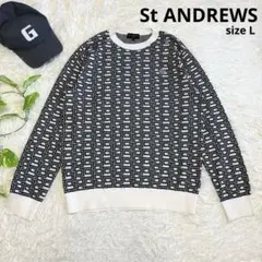 【セントアンドリュース】極美品 ニットセーター 総柄 ホワイト L メンズ