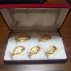 金メッキ 　GP24K 魚　鯛型キラキラ箸置き 5個セット