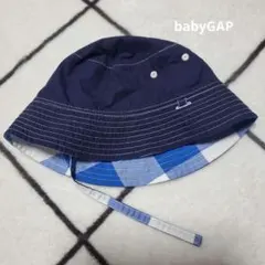 babyGAP バケット　ハット ネイビー チェック　帽子　リバーシブル