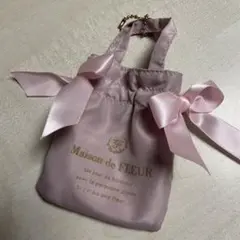 メゾン ド フルール ダブルリボンギャザートートバッグキーホルダー　ピンク