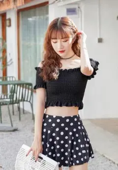 ビキニ水着 レディース 体型カバー フレア スカート フリル ★Мサイズ★