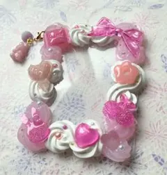 ホイップデコ　硬質トレカケース　ピンク　ウサギとさくらんぼ　ハンドメイド