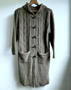 ロングカーディガン　ダッフルコート型　フード