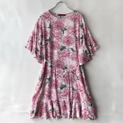 ヴィヴィアンタム　総柄　花柄　レーヨン　チュニックワンピース　38 ピンク系
