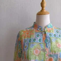 総柄シャツ 花 ハート 綿100%のサムネイル
