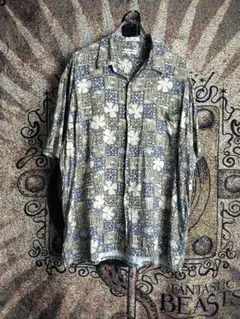 US古着 pierre cardin 総柄　レーヨン半袖シャツ