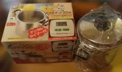 （未使用）ステンレス製パスタポット 20cm デジタルタイマー　昭和レトロのサムネイル