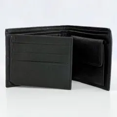 本革 高品質 二つ折り財布 牛革 シンプル 大容量 ブラック 黒 メンズ お洒落