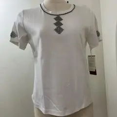 国内正規ブルマリン★レース＆ラインストーンデザイン ストレッチトップス42白×黒 国内正規ブルマリン☆レース＆ラインストーンデザイン ストレッチ