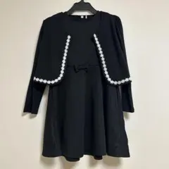 ❤️ブラック フラワー刺繍ドレス キッズ 130cm 140cm 2点セット