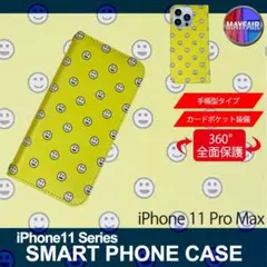 iPhone11 Pro Max 手帳型 スマホ ケース にこにこ 黄
