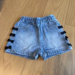 petit main リボン付きデニムショートパンツ 90cm