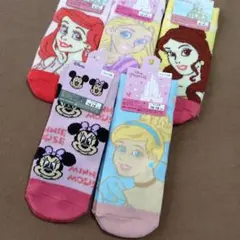 新品 ディズニー プリンセス ミニー キッズ靴下 5足セット 16-18cm