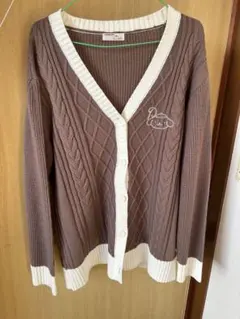 ブラウン ケーブルニット カーディガン