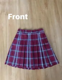 赤チェック プリーツスカート 制服スカート ミニスカート