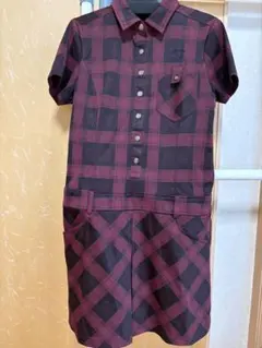 Callaway 赤黒チェック 半袖ワンピース L