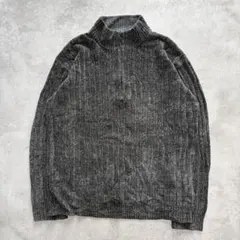 vintage y2k炭黒 ドライバーズニット ウール モヘア 毛長 ハイネック 