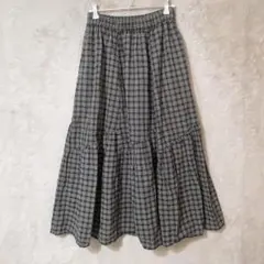 Samansa Mos2♡レディース チェックスカート 綿麻 Fサイズ