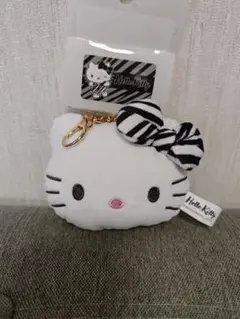 【最終値下げ】ハローキティ　ゼブラ柄　マスコットキーホルダー　フェイスチャーム