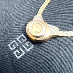 【美品】GIVENCHY ネックレス ゴールド ラインストーンGロゴヴィンテージ