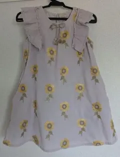【美品】petit main ひまわり刺繍 ワンピース 110