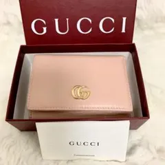 グッチ　GGマーモント 三つ折り財布 コンパクトウォレット　ピンクベージュ