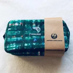 【新品未使用】JAL ビジネスクラス ヘラルボニーポーチ(緑)