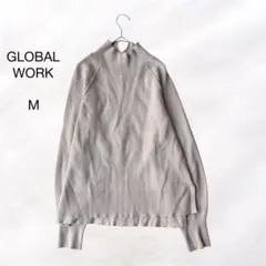 グローバルワーク ハイネックニット リブ編み シンプル ニット カジュアル 春
