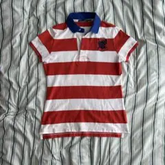 【古着】ラルフローレン　赤白ストライプポロシャツ