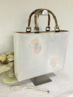 花ぷらら・ハンドメイド・大島紬・大きめ・形崩れしにくいトートバッグ