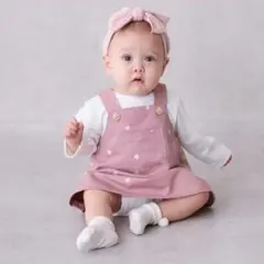 プティマイン ベビー ロンパース 80& ワンピース 70 ピンク