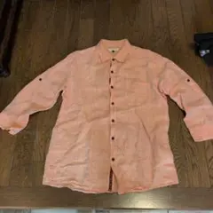 a.v.v HOMME リネン　七分袖シャツ オレンジ Lのサムネイル