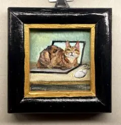 【F4号】手描き油彩　藤田嗣治【仕立て屋の猫】額縁　未使用額　サイン　落款　ネコ 藤田嗣治「仕立て屋の猫」シルクスクリーン :: 絵画買取・販売 - シバヤマ