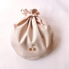 まるまる巾着　ポーチ　 さくらんぼ