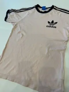 US古着 adidas ロゴ Tシャツ 薄ピンク