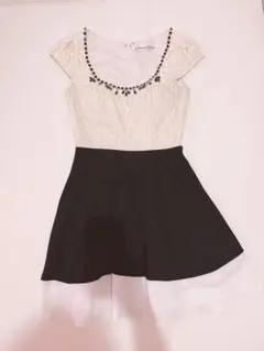 ROBE de FLEURS Sサイズ ドレス　バイカラー　フレアドレス