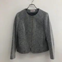 ビュートラヴァ グレージップジャケット ノーカラー 上品42サイズ