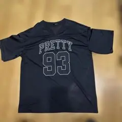 PRETTY 93 ナンバリング メッシュ Tシャツ ブラック