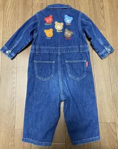 レア　ミキハウス　ホットビスケッツ　デニム　つなぎ　オーバーオール　くま　レトロ