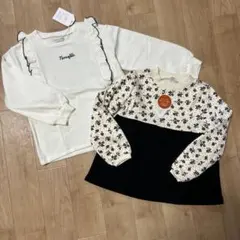 女の子　裏起毛　トップス　白　黒　２枚セット