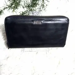 DIESEL ブラックレザー 長財布ラウンドファスナー