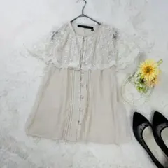 an another angelus　レースケープ衿ブラウス　フリル　シフォンのサムネイル