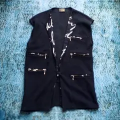 80s GERMANY design cotton knit long vest