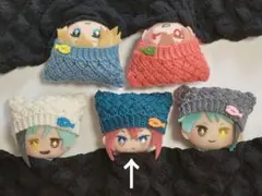 ぬい帽子　10cmぬい　ねこ耳風帽子・おさかなボタン(④夜空)