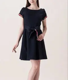 ブルーレーベルクレストブリッジ　ウエストリボン　ストレッチデニムワンピース　美品