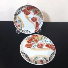 【2枚セット】古伊万里　金彩　赤絵　皿 　骨董　径約6cm　有田焼　アンティーク