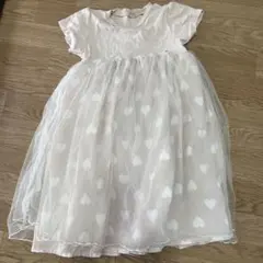 未使用　petit main ハート模様 半袖ワンピース 130cm